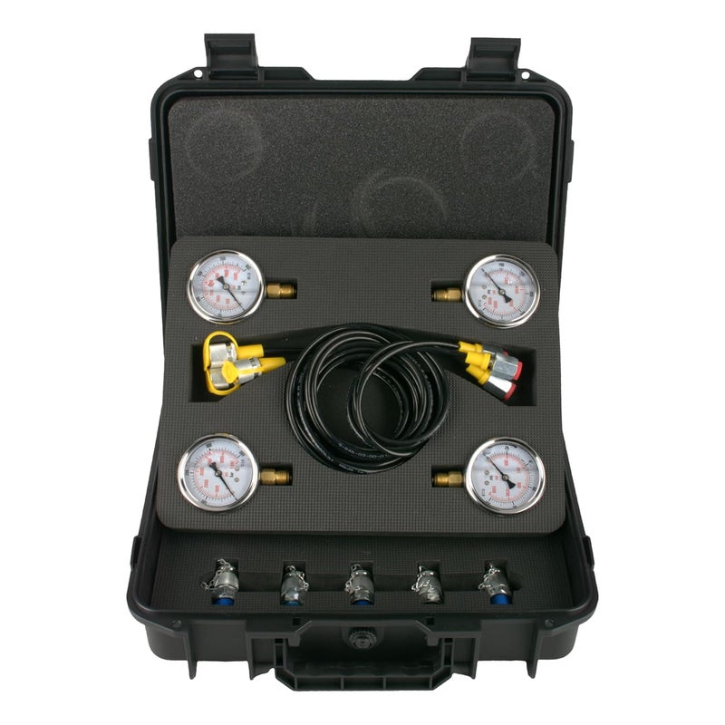 YFIXTOOL Hydraulic Pressure Test Kit w/ 4 Gauges & 12 Coupling, Excavator Pressure Gauge Testing Tester Coupling Set - Image 1